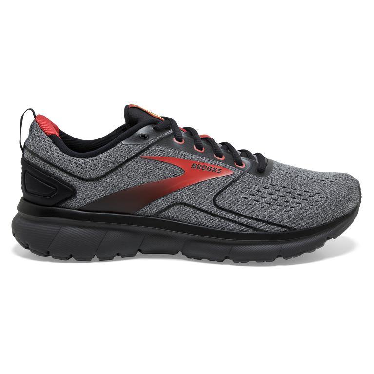 Brooks Mens Transmit 3 Road Running Shoes - Alloy/Grey/Black/Red (865173-TEN)